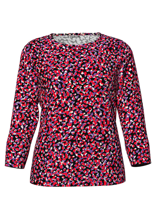 Rabe Black and Red Abstract Print Top