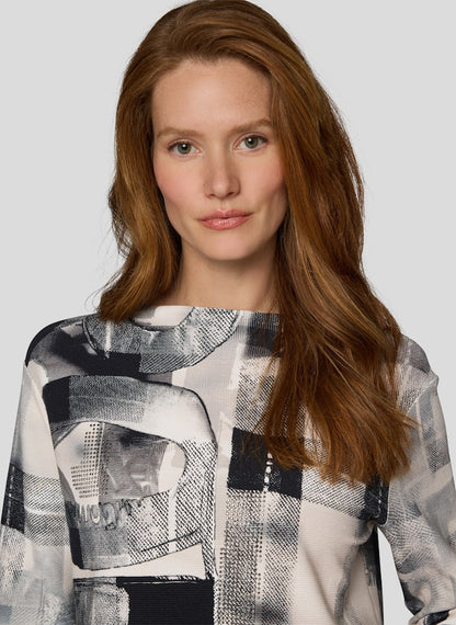 Rabe Black And Grey Mix Print Top
