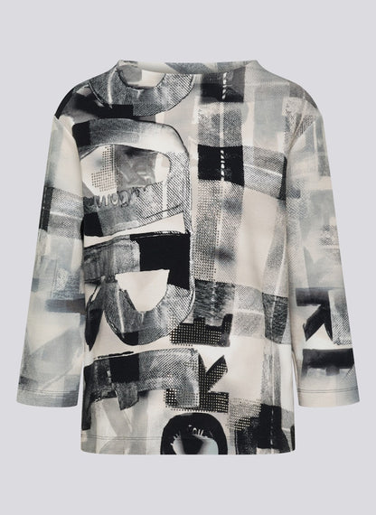 Rabe Black And Grey Mix Print Top