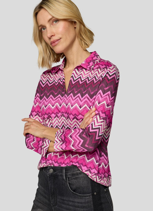 Rabe Plum Abstract Collared Top