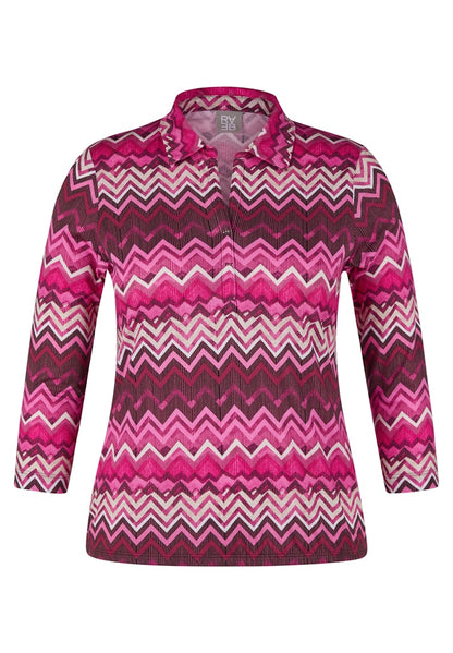 Rabe Plum Abstract Collared Top