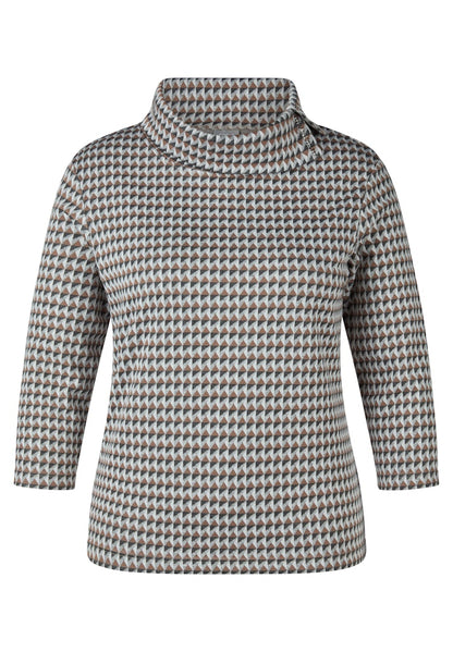 Rabe Geo Print Stand Collar Top