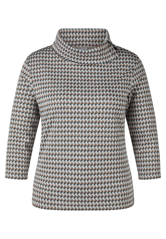 Rabe Geo Print Stand Collar Top
