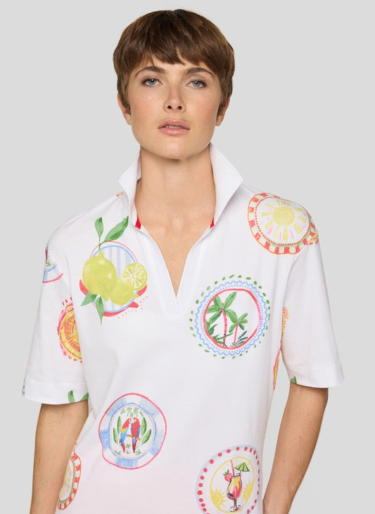 Rabe White Motif Print Top