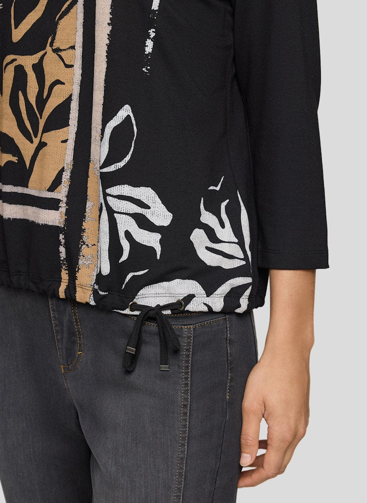 Rabe Black Leaf Print Top