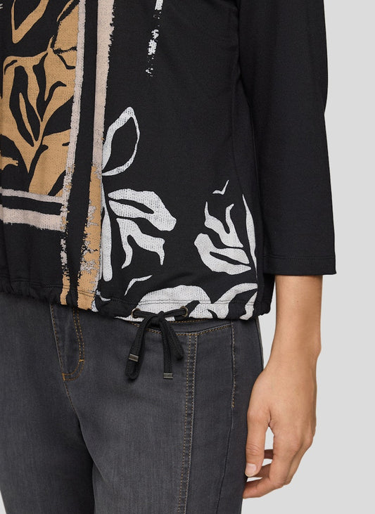 Rabe Black Leaf Print Top