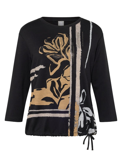 Rabe Black Leaf Print Top