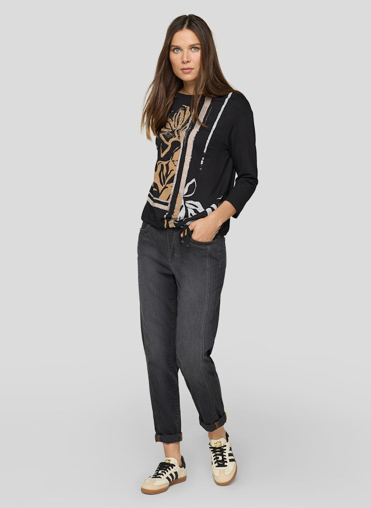 Rabe Black Leaf Print Top
