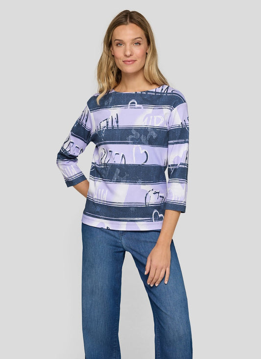 Rabe Lilac Wide Striped Top