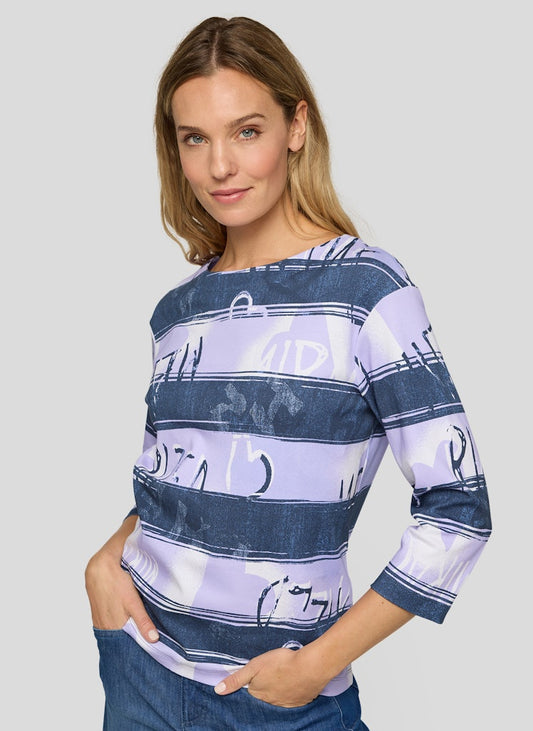 Rabe Lilac Wide Striped Top