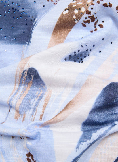 Rabe Light Blue Abstract Print Top