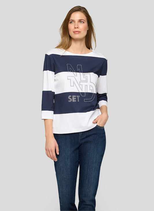 Rabe Navy Striped Sweatshirt