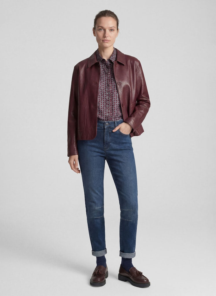 Rabe Burgundy Faux Leather Jacket