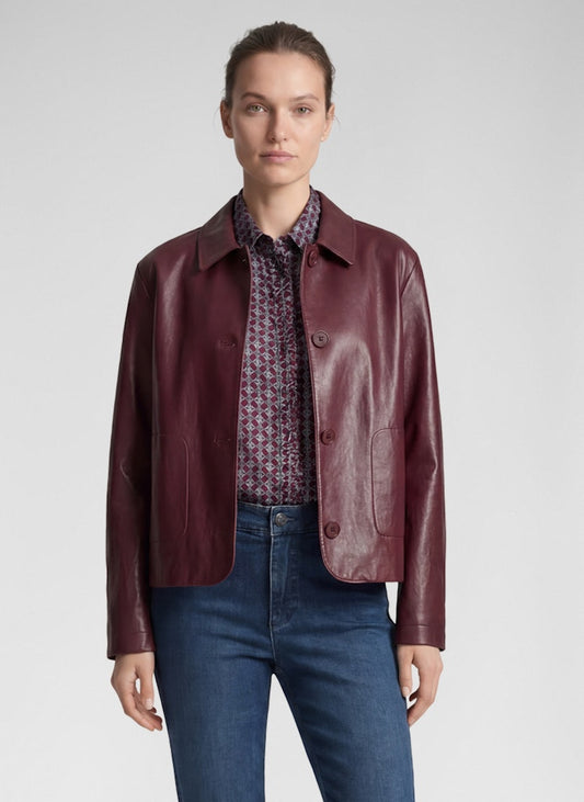 Rabe Burgundy Faux Leather Jacket