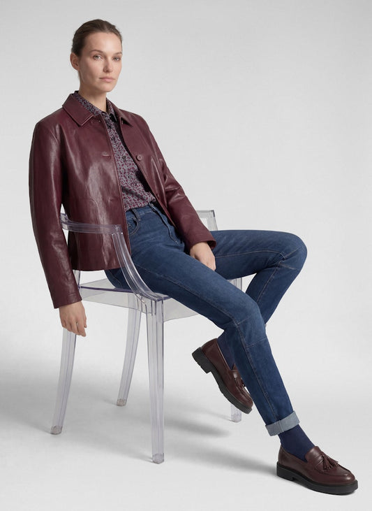 Rabe Burgundy Faux Leather Jacket