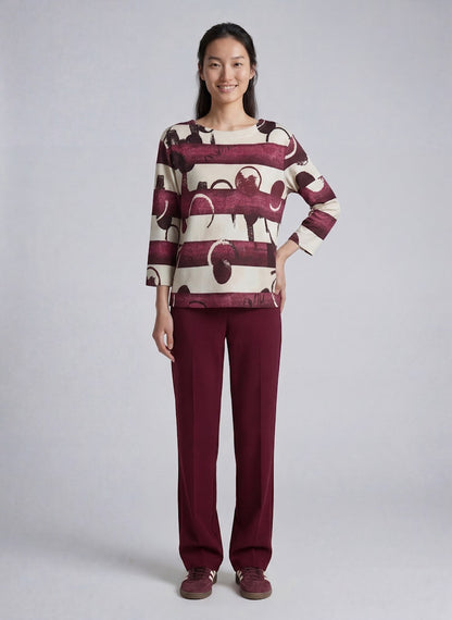 Rabe Burgundy Stripes and Circle Top