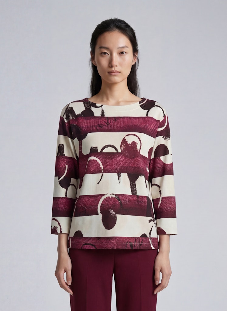 Rabe Burgundy Stripes and Circle Top