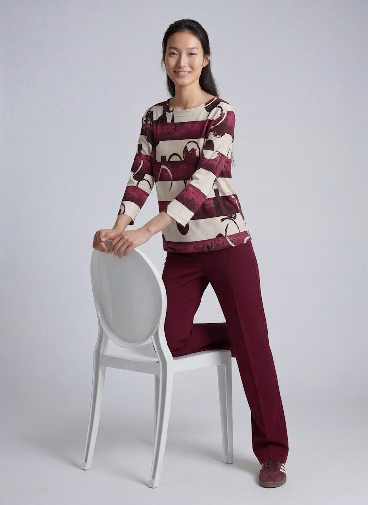 Rabe Burgundy Stripes and Circle Top
