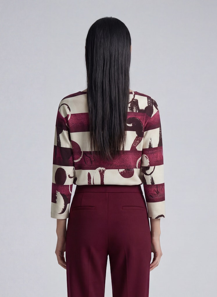 Rabe Burgundy Stripes and Circle Top