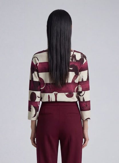 Rabe Burgundy Stripes and Circle Top