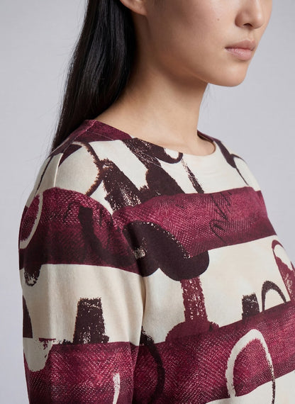 Rabe Burgundy Stripes and Circle Top