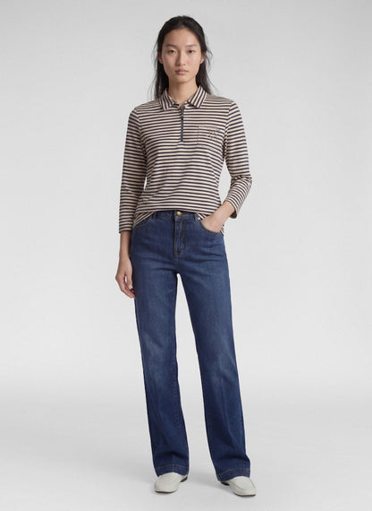 Rabe Navy and Ecru Striped  Top