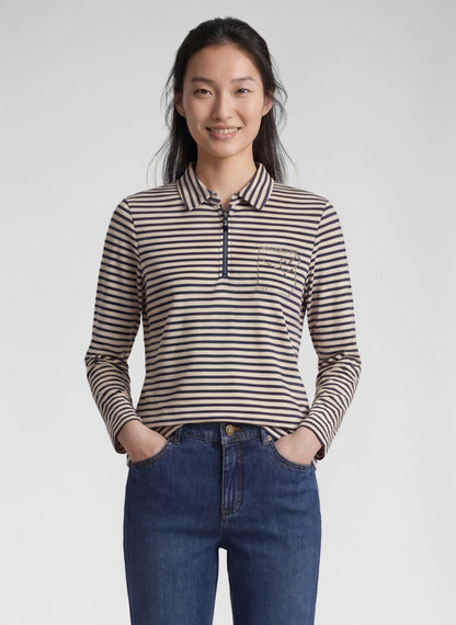 Rabe Navy and Ecru Striped  Top