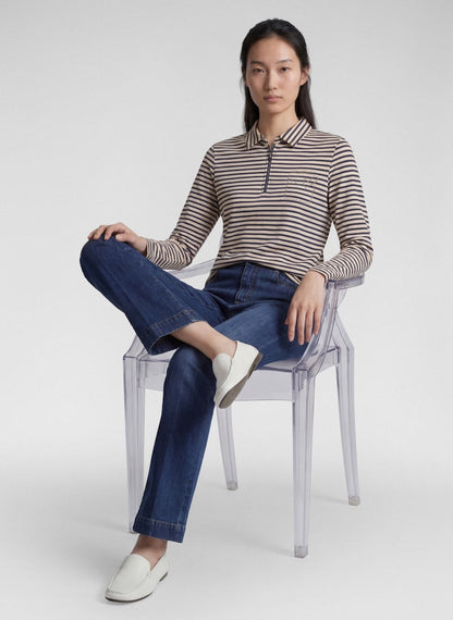 Rabe Navy and Ecru Striped  Top