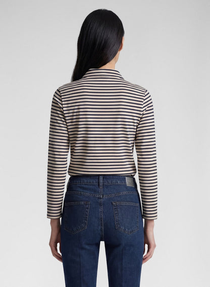 Rabe Navy and Ecru Striped  Top