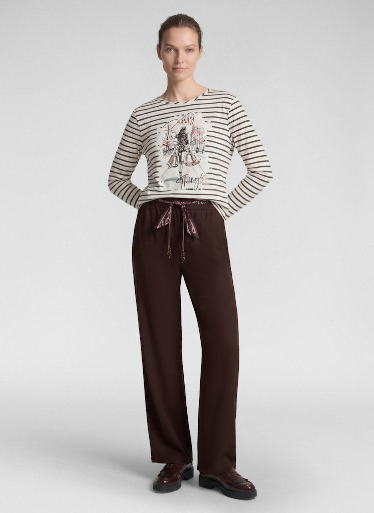 Rabe Striped Top with Motif Print