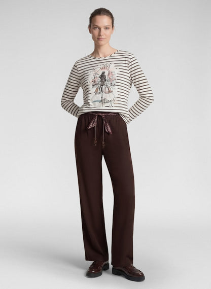Rabe Striped Top with Motif Print