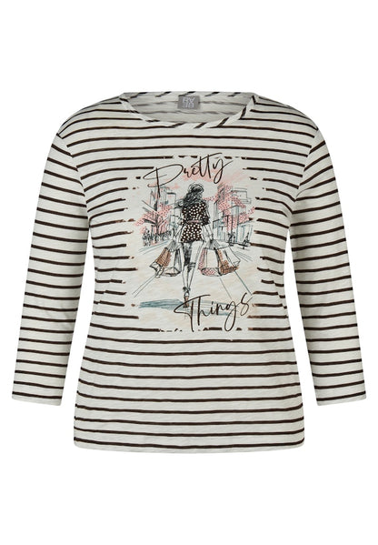 Rabe Striped Top with Motif Print