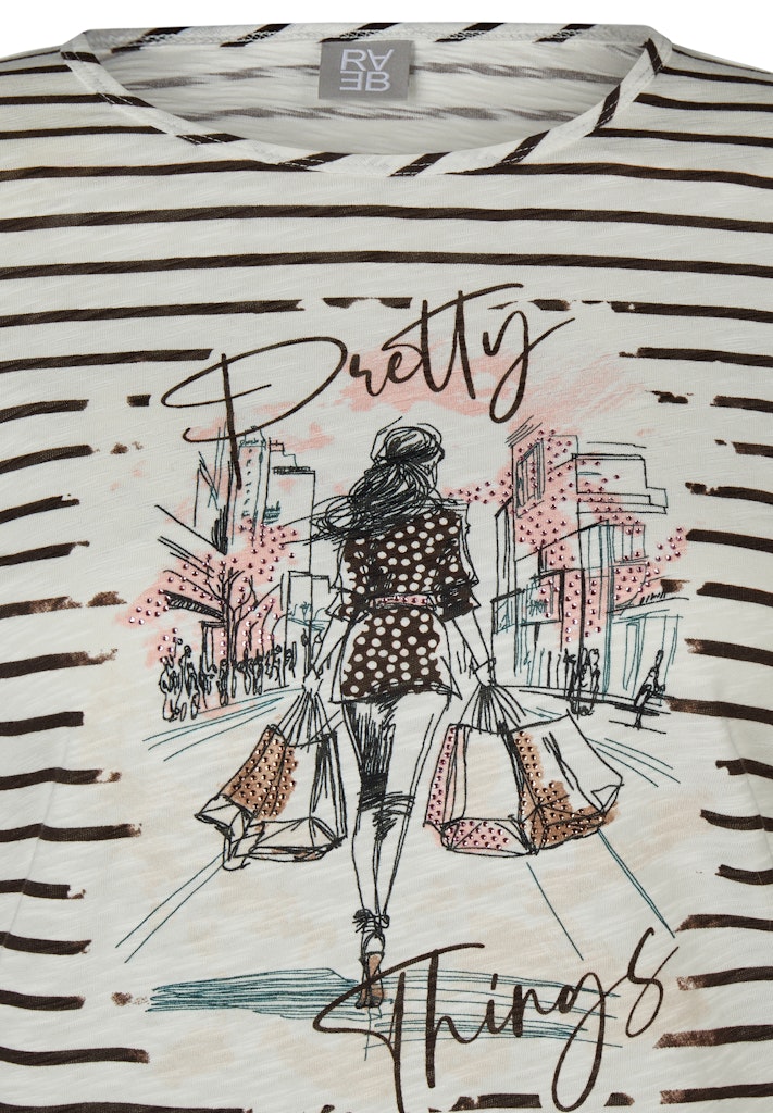 Rabe Striped Top with Motif Print