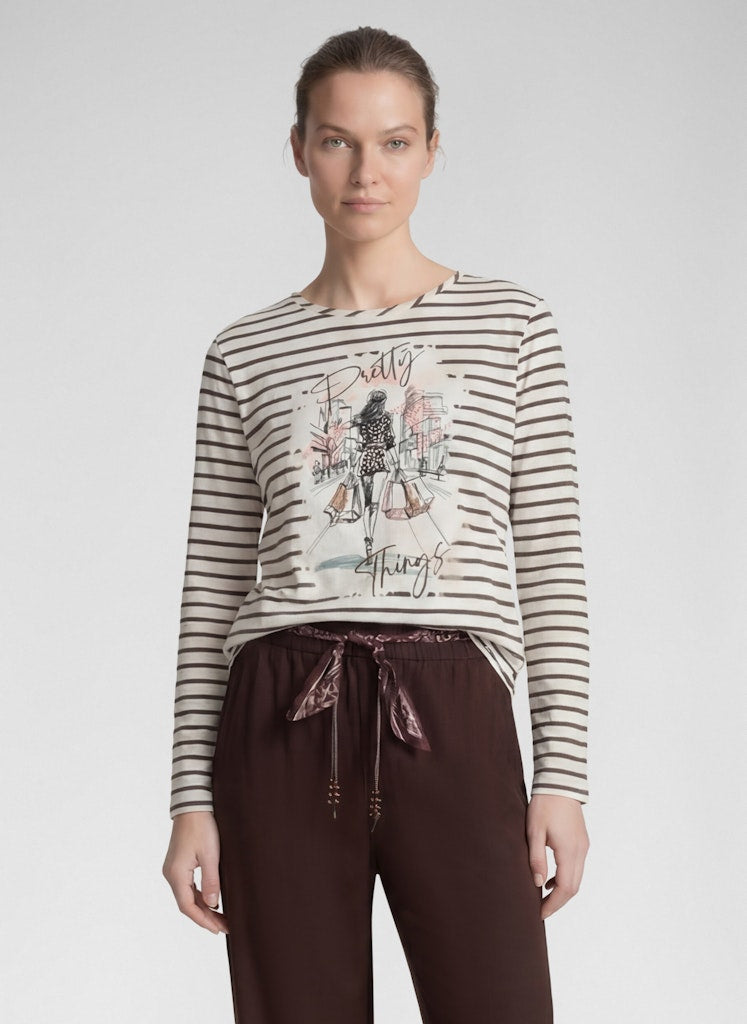 Rabe Striped Top with Motif Print