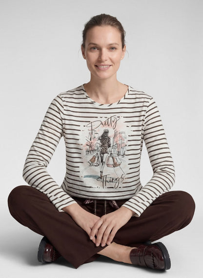 Rabe Striped Top with Motif Print