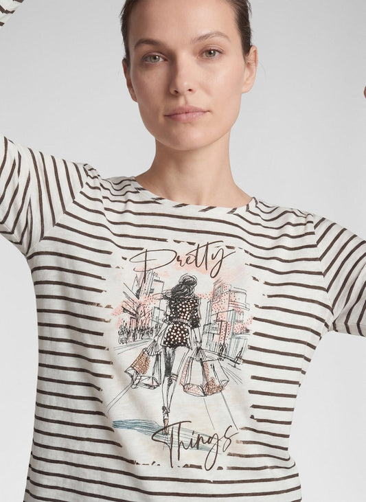 Rabe Striped Top with Motif Print