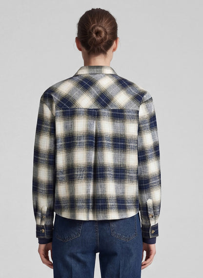 Rabe Navy and Ecru Checked Shirt