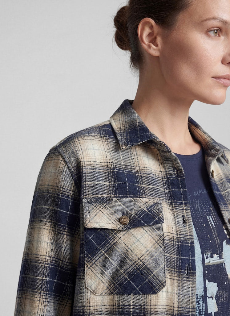 Rabe Navy and Ecru Checked Shirt