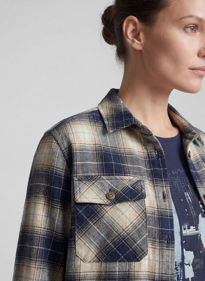 Rabe Navy and Ecru Checked Shirt