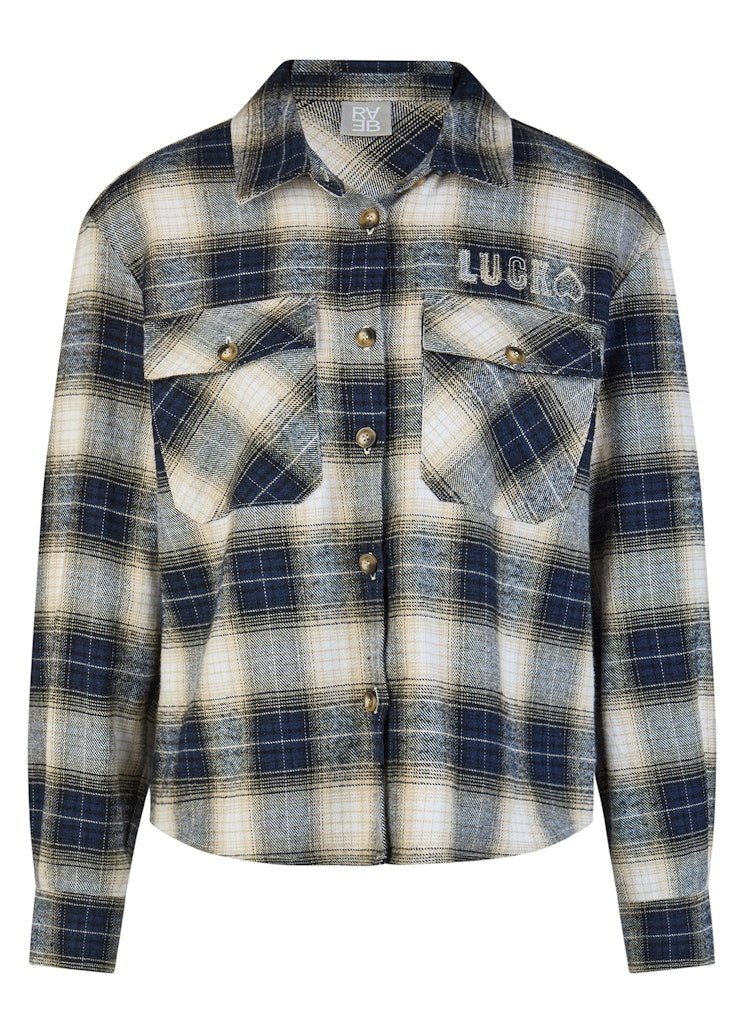 Rabe Navy and Ecru Checked Shirt