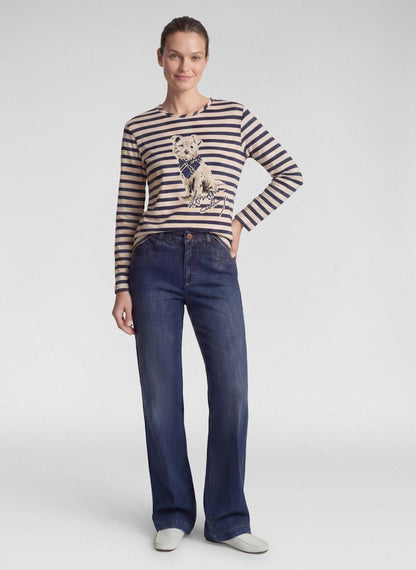 Rabe Striped Top with Dog Motif