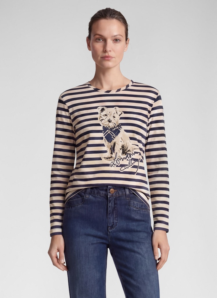 Rabe Striped Top with Dog Motif