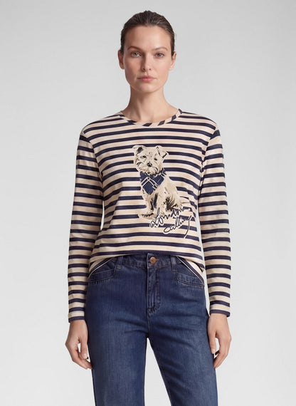 Rabe Striped Top with Dog Motif