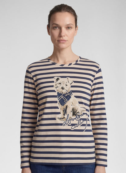 Rabe Striped Top with Dog Motif