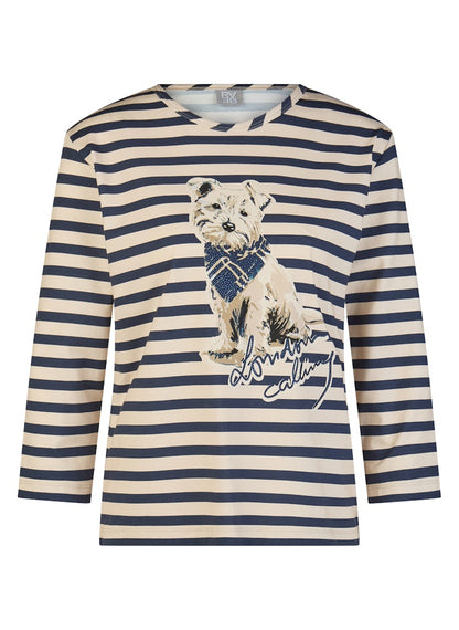 Rabe Striped Top with Dog Motif