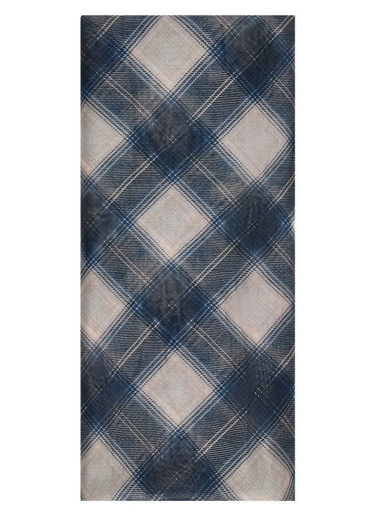 Rabe Navy and Ecru Checked Scarf