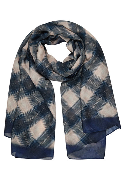 Rabe Navy and Ecru Checked Scarf