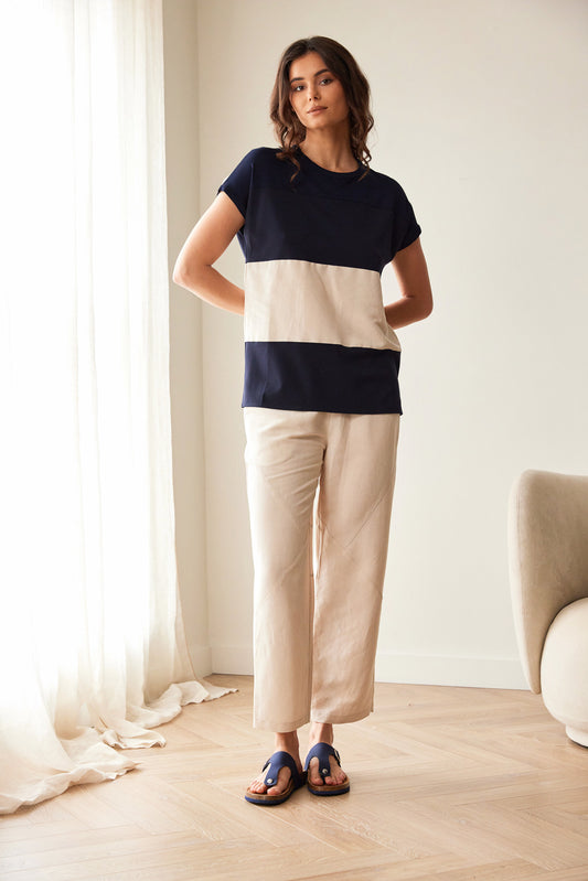 Peruzzi Striped Linen Top