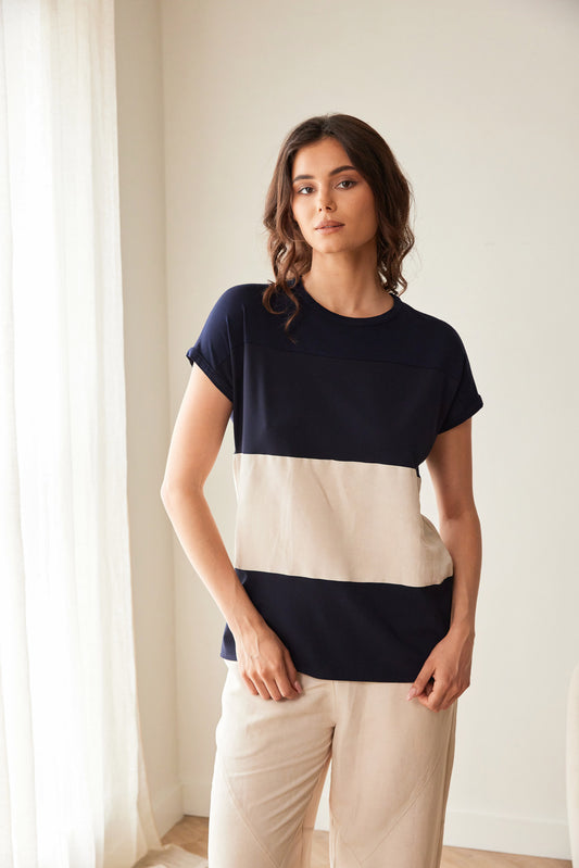 Peruzzi Striped Linen Top