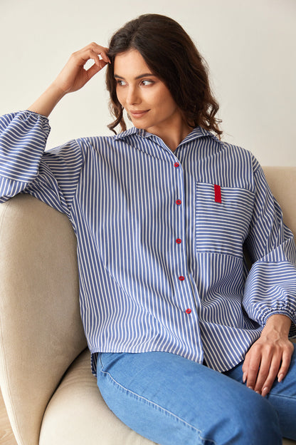 Peruzzi Navy & White Stripe Shirt